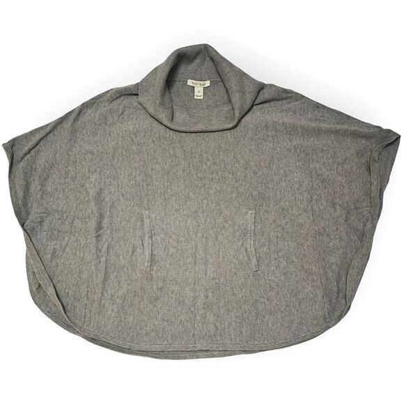 WHBM Light Gray Cotton blend turtle neck sweater Poncho size S - Picture 1 of 6